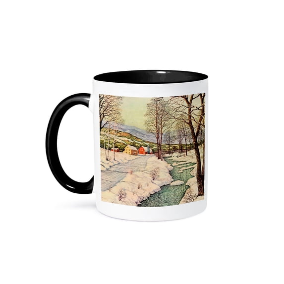 3dRose, Snowy River, 11oz Two-Tone Black Mug