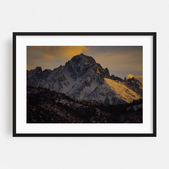 Snowy San Juan Mountains - Colorado Photography Mountain Snow Sunset Nature Landscape Winter Scenic Black Framed Wall Art Print 20 x 30 inches
