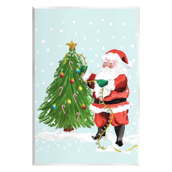 Snowy Santa Claus Tree Scenery Holiday Graphic Art Unframed Art Print Wall Art