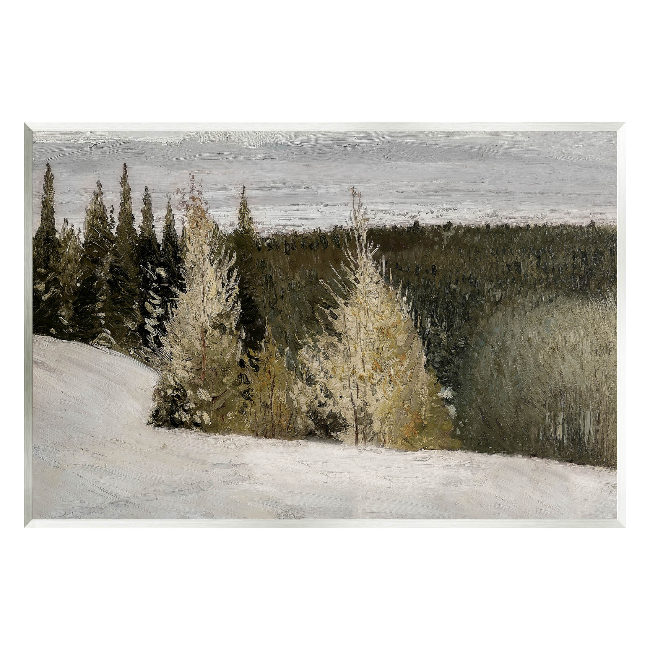 Snowy Slopes Woodland Nature Landscape Painting Unframed Art Print Wall Art