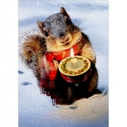 Snowy Squirrel Holds Candle - Avanti Christmas Card