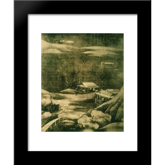 Snowy Stream 20x24 Framed Art Print by Wang Wei