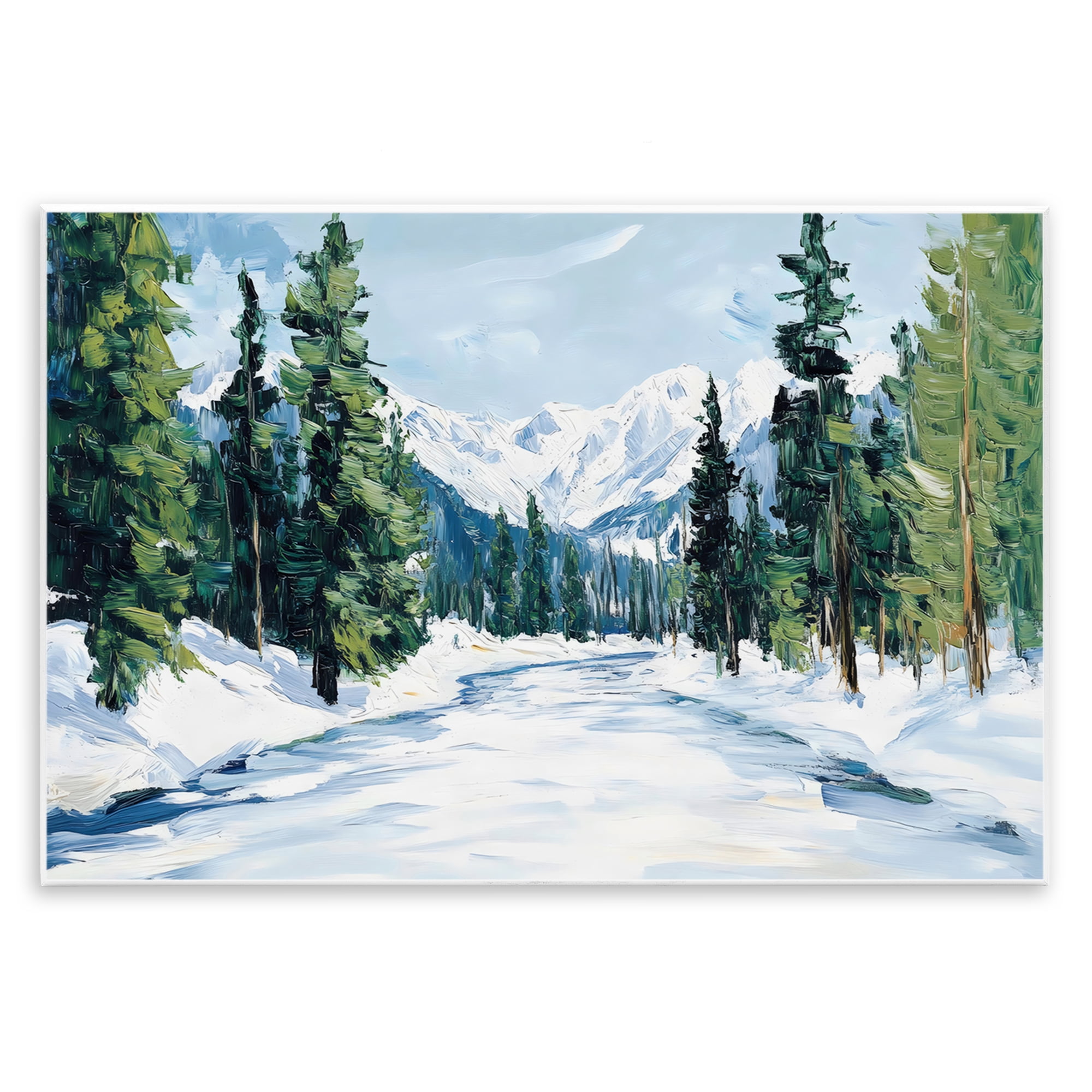Snowy Tall Tree Pass Wall Plaque Art, design by Petal Prints Design