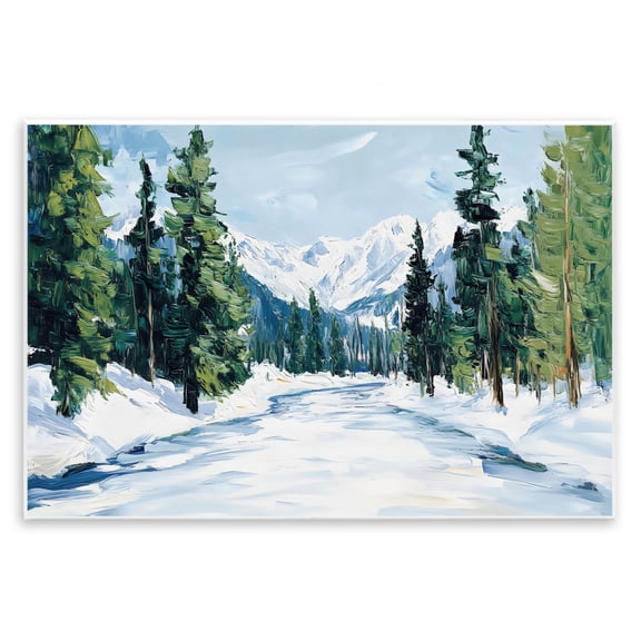Snowy Tall Tree Pass Wall Plaque Art, design by Petal Prints Design