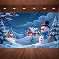 thumbnail image 1 of Snowy Theme Winter Banner Blue Tone Christmas Banner Christmas Winter Scene Snow Scene Banner for Christmas Party Winter Celebration Holiday Decoration, 1 of 9