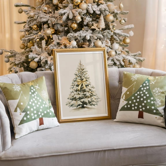 Snowy Tree Illustration: Vintage Coquette Retro Wall Art, Stretched Canvas Size 8x12