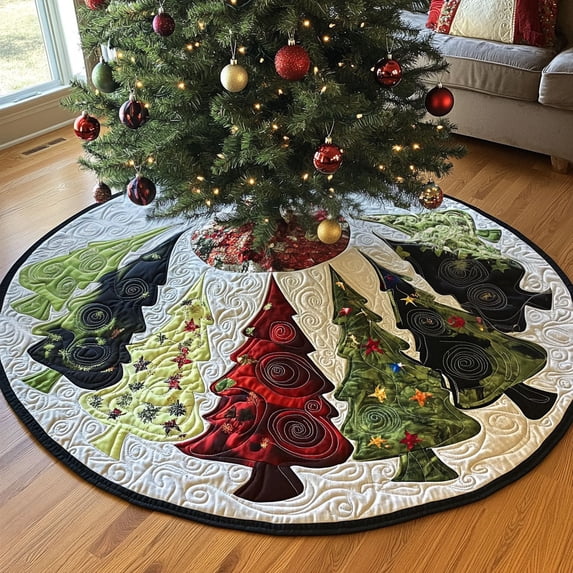 Tree Standie Snowy Tree Jubilee Quilted Christmas Tree Skirt, 35.4 Inch Christmas ...