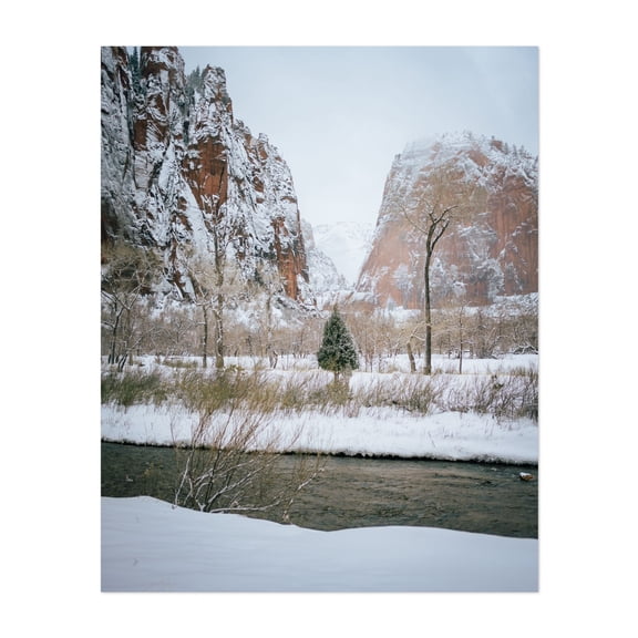 Snowy Virgin River, Zion 02 - Utah Photography Unframed Wall Art Print 11 x 14 inches