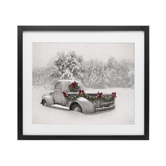 Stupell Industries Snowy White Antique Truck Black Framed Print Under Glass, design by Lori Deiter, 17 x 21