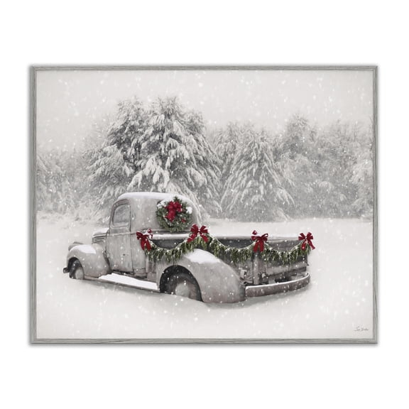 Stupell Industries Snowy White Antique Truck Gray Framed Giclee Art, design by Lori Deiter, 16 x 20