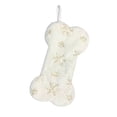 thumbnail image 1 of Snowy White Plush Pet Dog Christmas Stocking, Silver Snowflake Sequin Dog Christmas Stockings Large Bone Shape Faux Fur, Hanging Christmas Holiday Season Party Decor for Pets Dogs, 16in, 1 of 6
