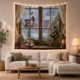 thumbnail image 1 of Snowy Window With Cardinal, Blue Jay and Teapot, Cozy Farmhouse for Bird Lovers, Bird Wall Art, Christmas Gift, Tapestry Wall Hanging for Kitchen and Living Room, 1 of 7