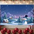 thumbnail image 1 of Snowy Winter Banner Starry Night Snow Scene Display Snowman Pine Tree Christmas Backdrop for Winter Party Christmas Celebration Holiday Decoration, 1 of 9