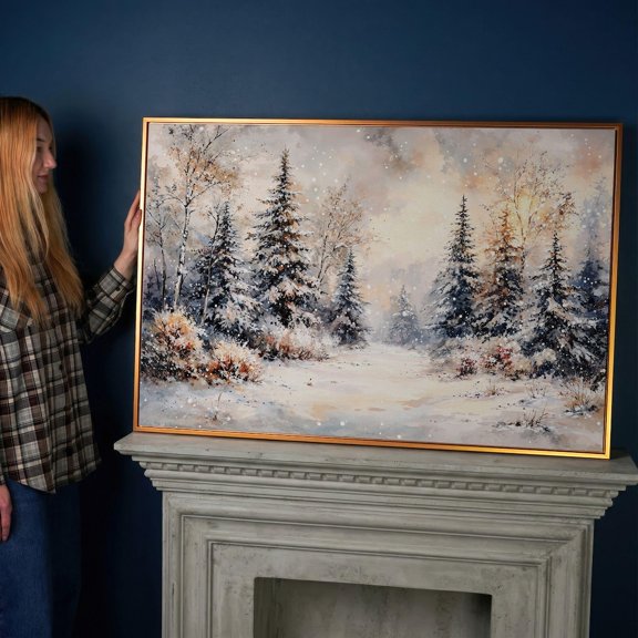 Snowy Winter Forest Scene Winter Living Room Nature Landscape Farmhouse Country Home Decor Wall Decor Unframed Paper Print