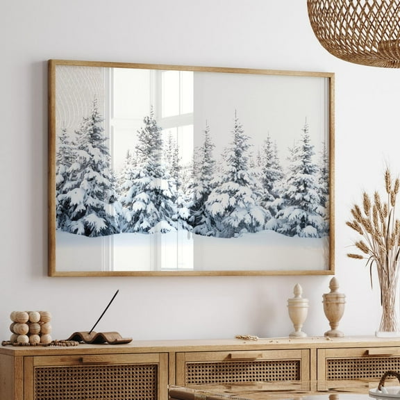 Snowy Winter Landscape Print, Snow Pine Forest Photography, Holiday Picture, Winter Scenery, Wall Art, Modern Wall Decor, 8x12 UNFRAMED