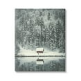 thumbnail image 1 of Snowy Woodland Hut Reflection Landscape Painting Gallery Wrapped Canvas Print Wall Art, 1 of 7