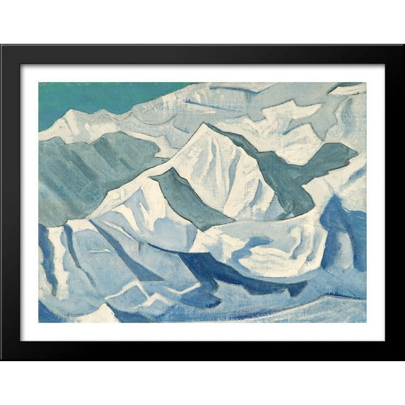 Snowy lift 36x28 Large Black Wood Framed Print Art by Nicholas Roerich