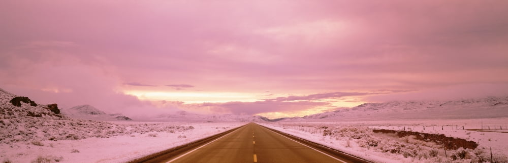 Snowy road in winter Highway 50 Nevada USA Canvas Art - Panoramic Images (12 x 36)
