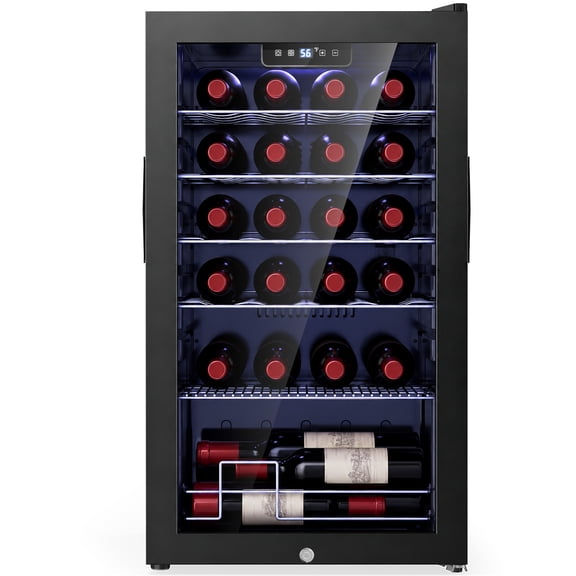 Snowyermine 30 Bottles Wine Cooler Refrigerator,Built-in Wine Fridge with Stainless Steel Glass Door, for Home Bar, Kitchen, or Office