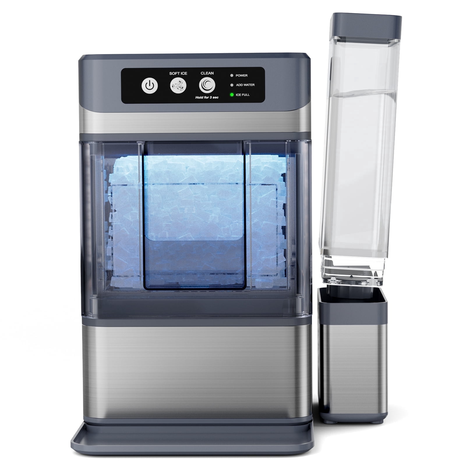 Snowyermine Nugget Ice Maker Countertop with 0.8Gal Built-in Water Tank, 44Lbs/24H, One-Touch Fast Ice in 6 Mins, Self-Cleaning & Ultra Quiet for Home/Office/Party