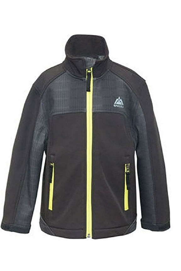 Boy's Fleece Lined Softshell Jacket (Black with Black Static Print, XS (6))