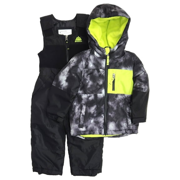 Snozu Boys Black & Green Snow Coat & Black Ski Bibs Snowsuit Set Size 5