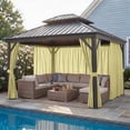thumbnail image 1 of Snubbull Gazebo Curtains with Zippers for 12x16ft Gazebo, 4 Panels Waterproof Outdoor Privacy Sidewalls, Replacement Curtains for Patio Canopy with Tiebacks, Light Yellow, Only Curtain, 1 of 11