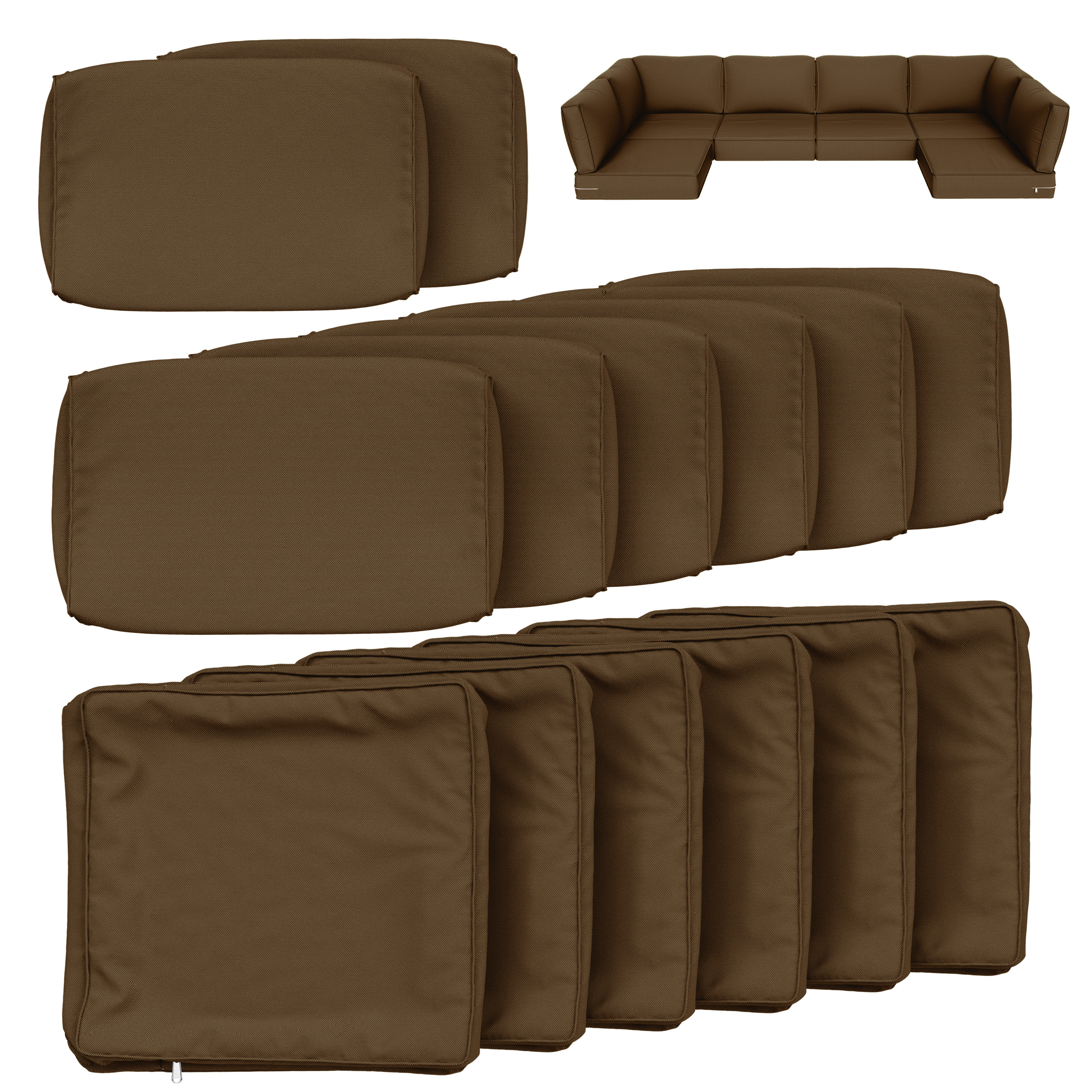 Snubbull 14 Piece 26" x 26" Patio Cushion Covers Replacement, Outdoor Patio Wicker Sofa Washable Cushion Slipcovers with Zipper, Chocolate