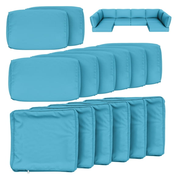 Snubbull 14 Piece 26" x 26" Patio Cushion Covers Replacement, Outdoor Patio Wicker Sofa Washable Cushion Slipcovers with Zipper, Lake Blue