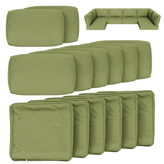 Snubbull 14 Piece 26" x 26" Patio Cushion Covers Replacement, Outdoor Patio Wicker Sofa Washable Cushion Slipcovers with Zipper, Light Green