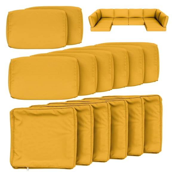 Snubbull 14 Piece 26" x 26" Patio Cushion Covers Replacement, Outdoor Patio Wicker Sofa Washable Cushion Slipcovers with Zipper, Yellow
