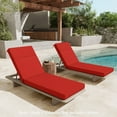 thumbnail image 1 of Snubbull 2 Pack Outdoor Chaise Lounge Cushions, with High-Density Foam, Ties Waterproof & Fade Resistant for Lawn and Pool Lounge Chairs, 72x21x4 inch, Red, 1 of 6