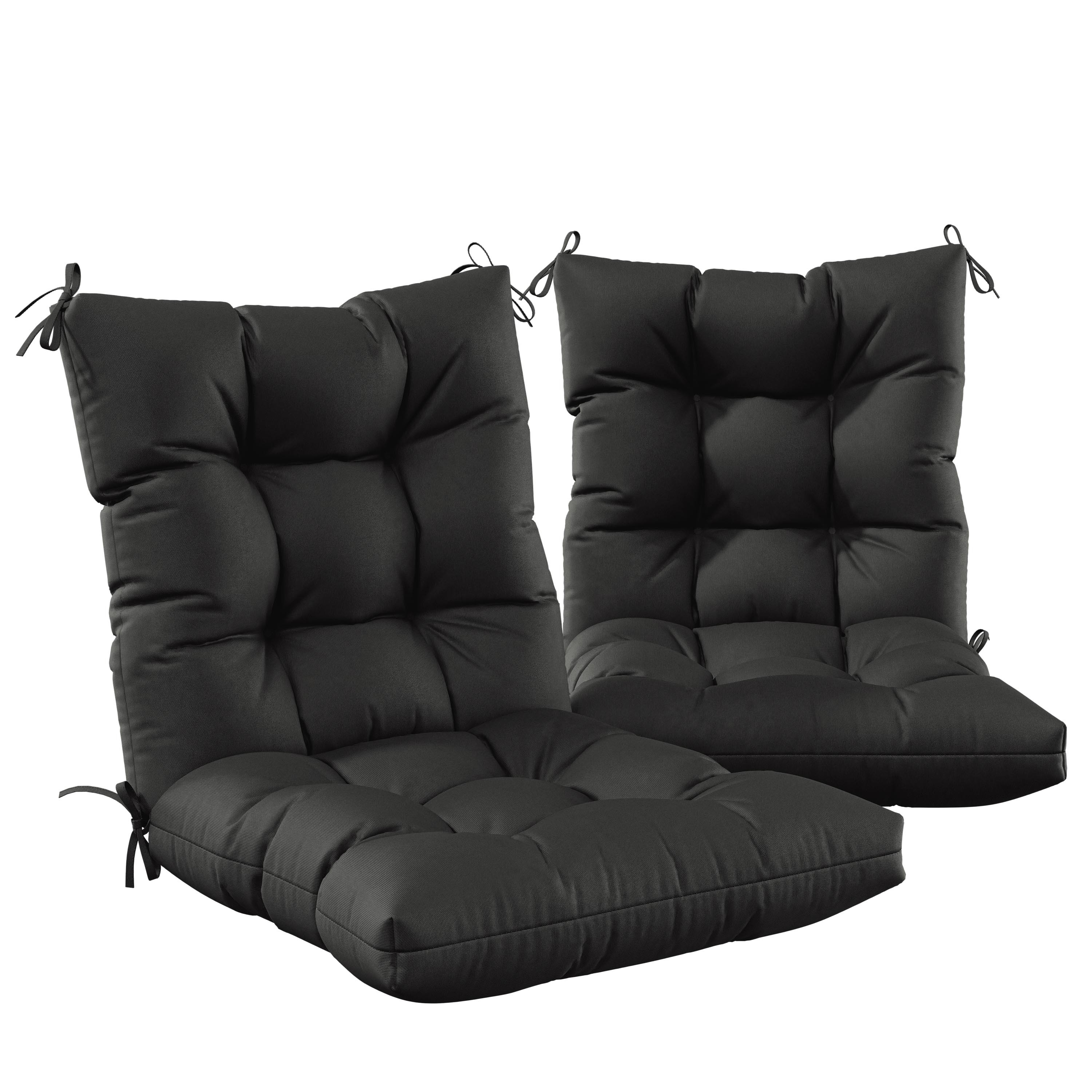 Snubbull Swing Cushions Set of 2, 42" × 21" × 5" Waterproof Rocking Chair Cushions with Ties for Outdoor Indoor Single Seat Cushions, Black