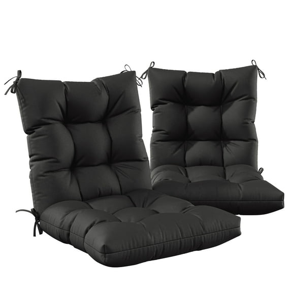Snubbull Swing Cushions Set of 2, 42" × 21" × 5" Waterproof Rocking Chair Cushions with Ties for Outdoor Indoor Single Seat Cushions, Black