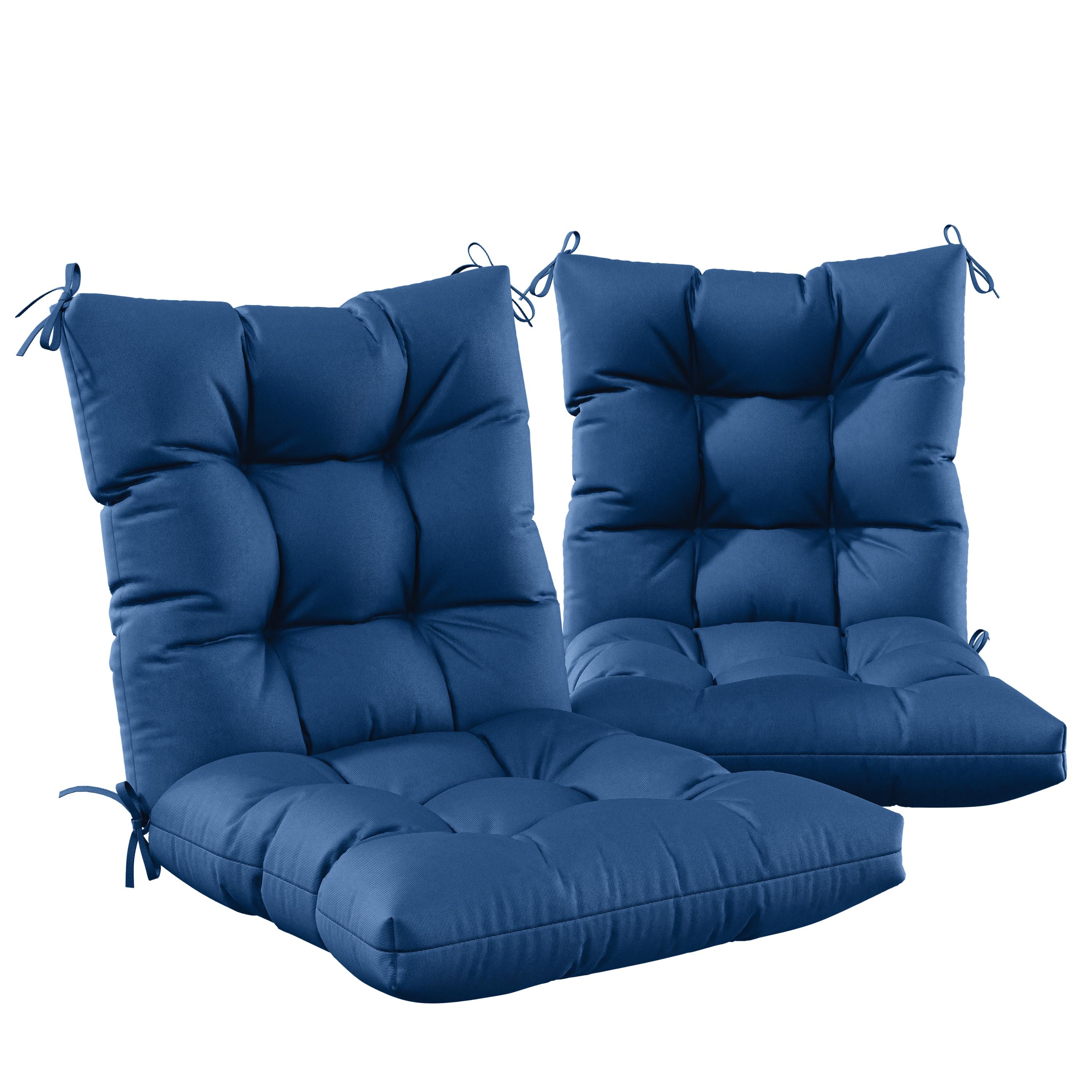 Snubbull Swing Cushions Set of 2, 42" × 21" × 5" Waterproof Rocking Chair Cushions with Ties for Outdoor Indoor Single Seat Cushions, Blue