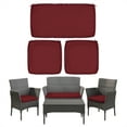 thumbnail image 1 of Snubbull 3 Pack, 36"x 18" Outdoor Patio Seat Cushions Replacement Covers Fit for 4 Pieces 4-Seater Wicker Rattan Patio Conversation Set Loveseat Chair Couch Furniture, Cover Only, Burgundy, 1 of 8