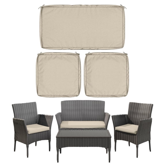 Snubbull 3 Pack, 36"x 18" Outdoor Patio Seat Cushions Replacement Covers Fit for 4 Pieces 4-Seater Wicker Rattan Patio Conversation Set Loveseat Chair Couch Furniture, Cover Only, Cream