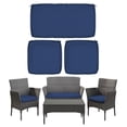 thumbnail image 1 of Snubbull 3 Pack, 36"x 18" Outdoor Patio Seat Cushions Replacement Covers Fit for 4 Pieces 4-Seater Wicker Rattan Patio Conversation Set Loveseat Chair Couch Furniture, Cover Only, Blue, 1 of 8