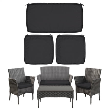 Snubbull 3 Pack, 36"x 18" Outdoor Patio Seat Cushions Replacement Covers Fit for 4 Pieces 4-Seater Wicker Rattan Patio Conversation Set Loveseat Chair Couch Furniture, Cover Only, Grey