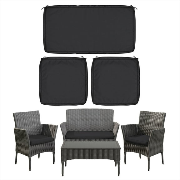 Snubbull 3 Pack, 36"x 18" Outdoor Patio Seat Cushions Replacement Covers Fit for 4 Pieces 4-Seater Wicker Rattan Patio Conversation Set Loveseat Chair Couch Furniture, Cover Only, Grey