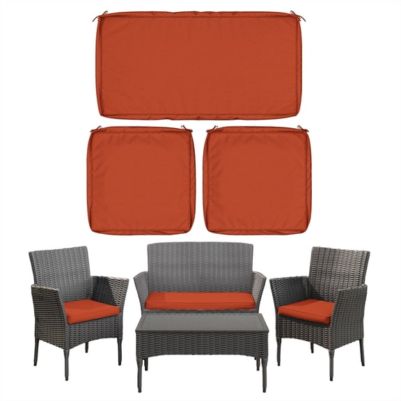 Snubbull 3 Pack, 36"x 18" Outdoor Patio Seat Cushions Replacement Covers Fit for 4 Pieces 4-Seater Wicker Rattan Patio Conversation Set Loveseat Chair Couch Furniture, Cover Only,Orange