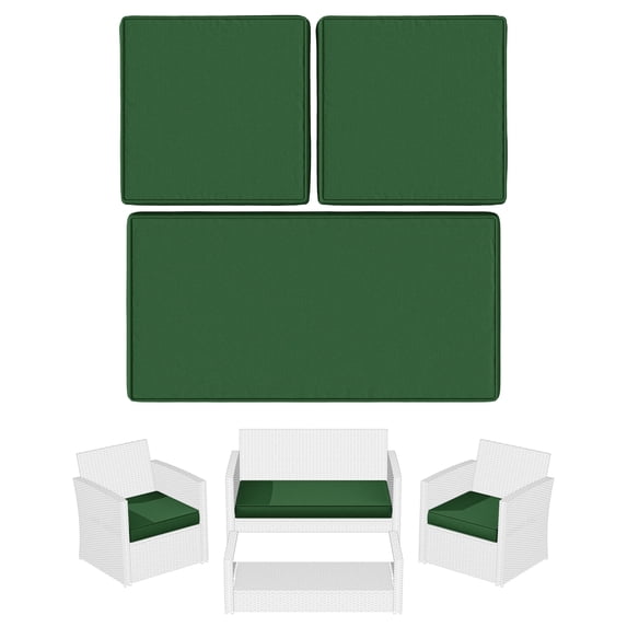 Snubbull 3 Pack Outdoor Replacement Cushions for 4-Seater Wicker Rattan Loveseat Sofa Chair Patio Furniture, 36 x 18 x 3,18 x 18 x 3, Green