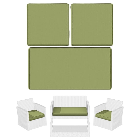 Snubbull 3 Pack Outdoor Replacement Cushions for 4-Seater Wicker Rattan Loveseat Sofa Chair Patio Furniture, 36 x 18 x 3,18 x 18 x 3, Light Green