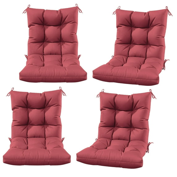 Snubbull Swing Cushions Set of 4, 42" × 21" × 5" Waterproof Rocking Chair Cushions with Ties for Outdoor Indoor Single Seat Cushions, Fuchsia Red