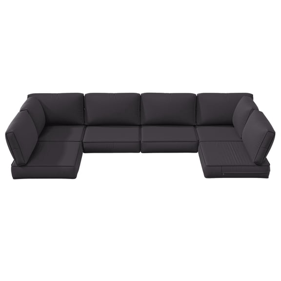 Snubbull 6-Seat Sectional Outdoor Patio Replacement Cushions Set, 25.5" x 25.5", 5" Foam High-Density, 14-Piece Water-Resistant Outdoor Cushion for Patio Conversation Sets, Liner&Cover, Gray