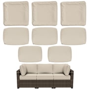 Snubbull 8 Pcs 25.6" x 23.6" Cushion Covers for Patio Furniture, Outdoor Waterproof Cushion Slipcovers Replacement with Zipper, Cream