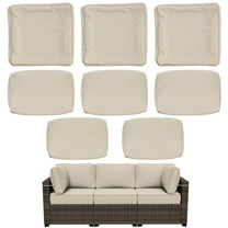 Snubbull 8 Pcs 25.6" x 23.6" Cushion Covers for Patio Furniture, Outdoor Waterproof Cushion Slipcovers Replacement with Zipper, Cream