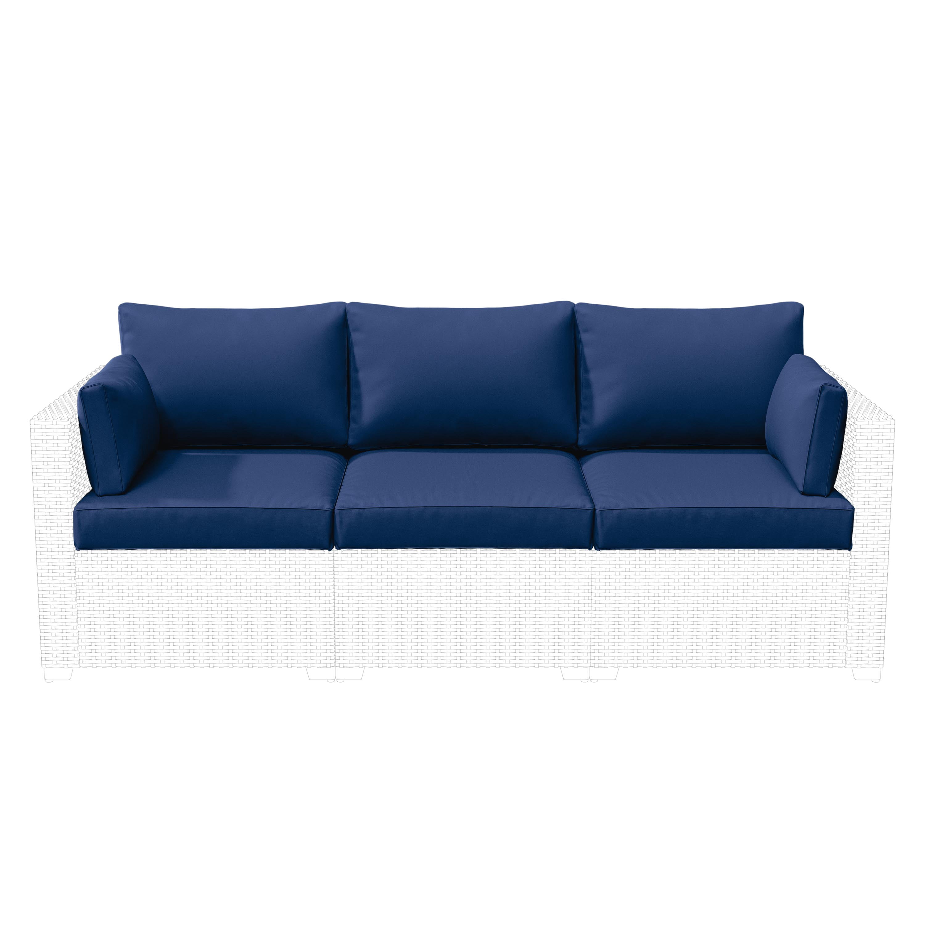 Snubbull 8-Piece Patio Furniture Cushions, Replacement Outdoor Cushions for 3-Seat Sectional Sofa, Waterproof & Zipped, 25.6"*23.6"*4", Blue