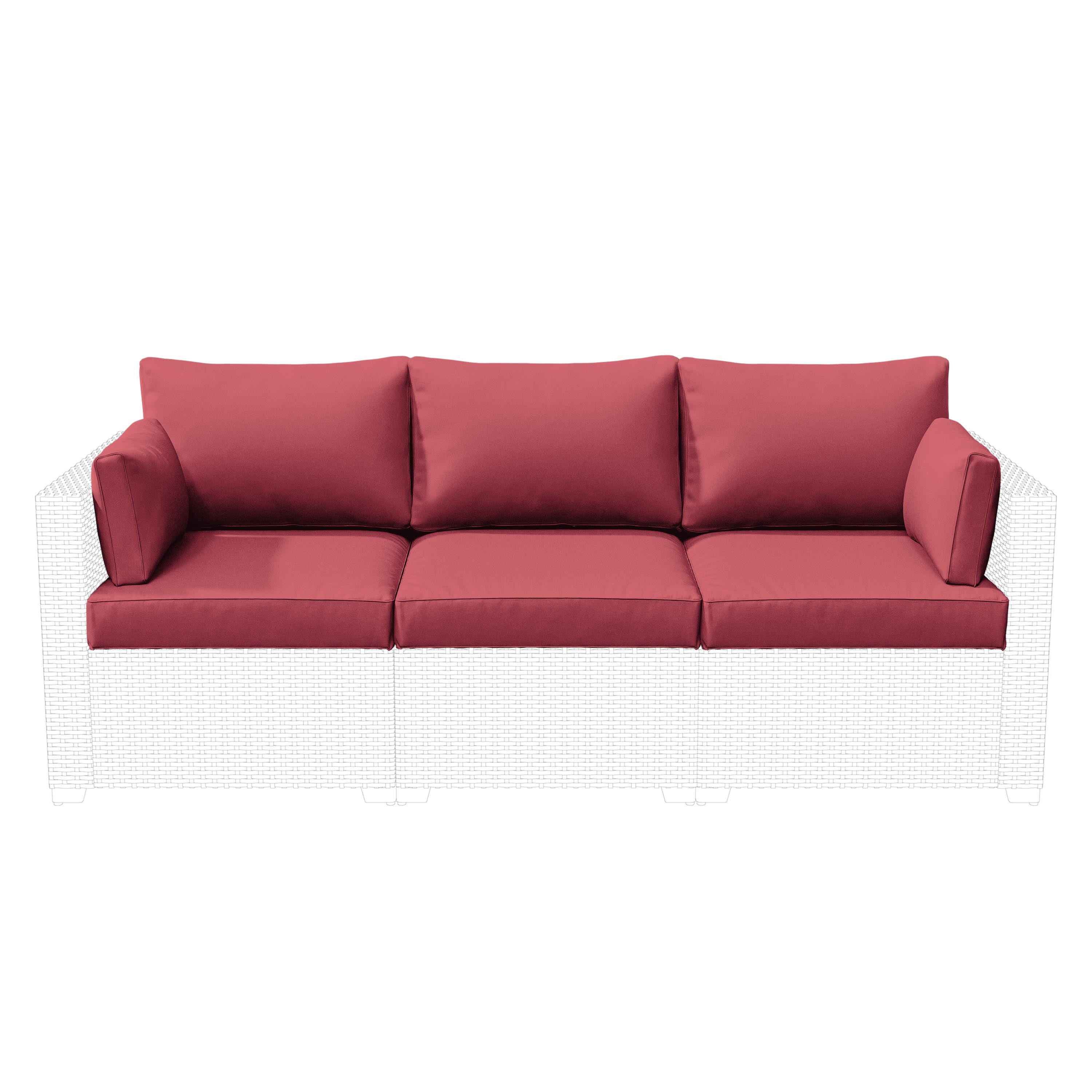 Snubbull 8-Piece Patio Furniture Cushions, Replacement Outdoor Cushions for 3-Seat Sectional Sofa, Waterproof & Zipped, 25.6"*23.6"*7", Fuchsia Red​