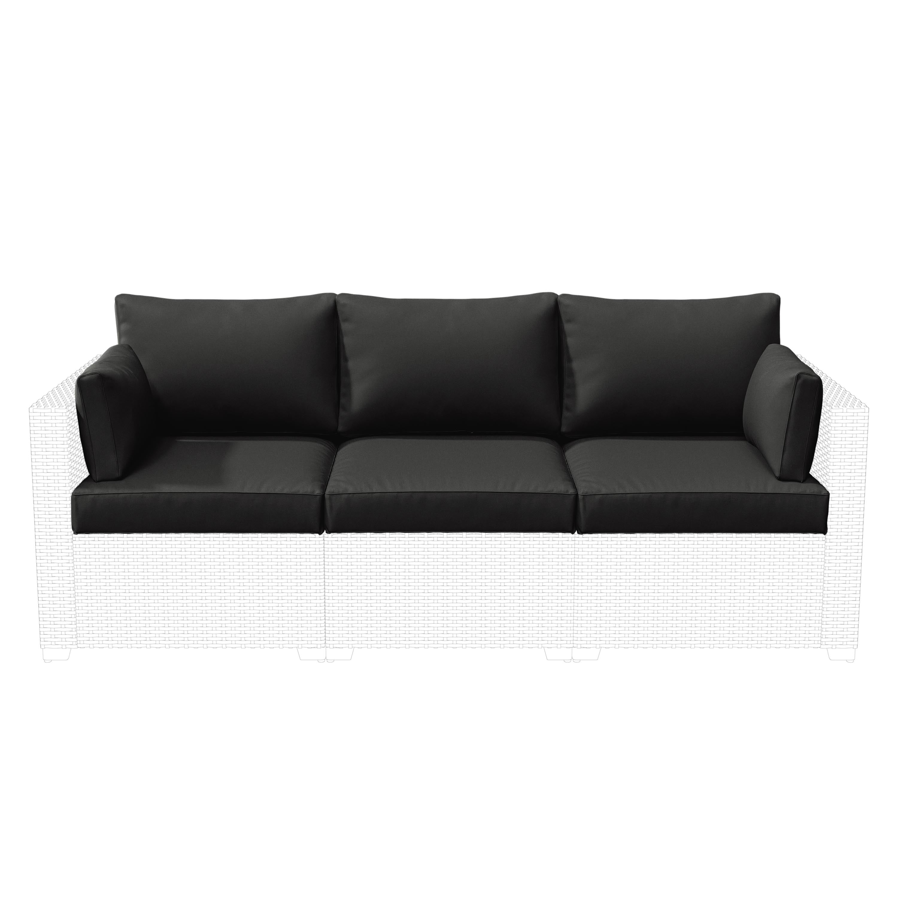 Snubbull 8-piece Patio Furniture Cushions, Replacement Outdoor Cushions for 3-Seat Sectional Sofa, Waterproof & Zipped, 25.6"*23.6"*4", Black